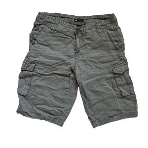gap linen khaki cargo shorts